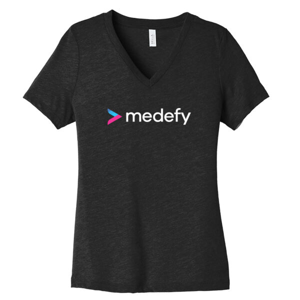 Bella + Canvas Medefy Health Inc. Printed- - Women's Relaxed Heather CVC V Neck Tee Thumbnail